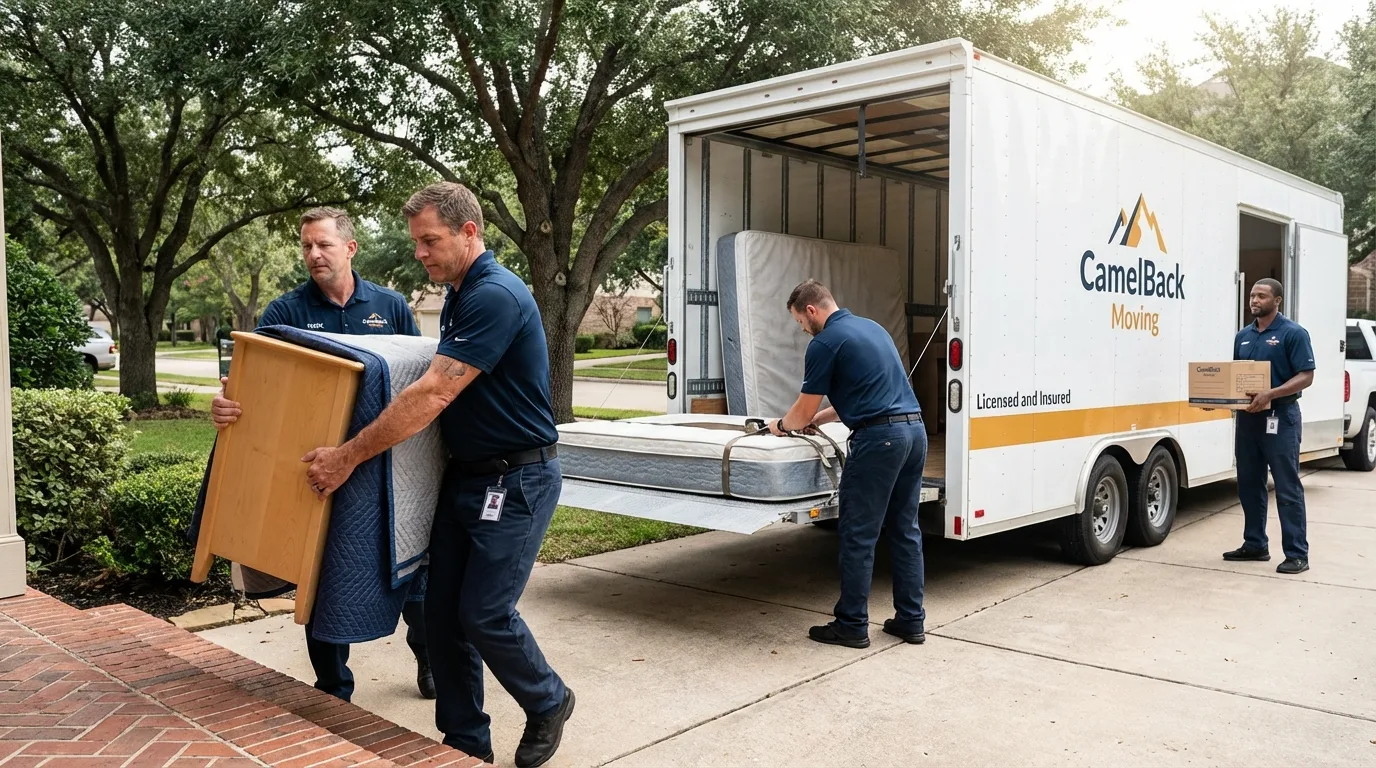Crew loading residential truck for cross-state move from Bennington, VT